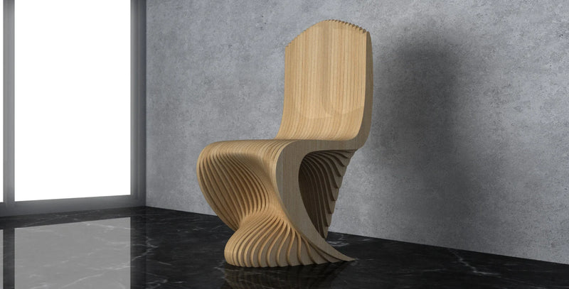 Parametric Wavy Wooden Furniture 45 - Chair Design / CNC files for cutting