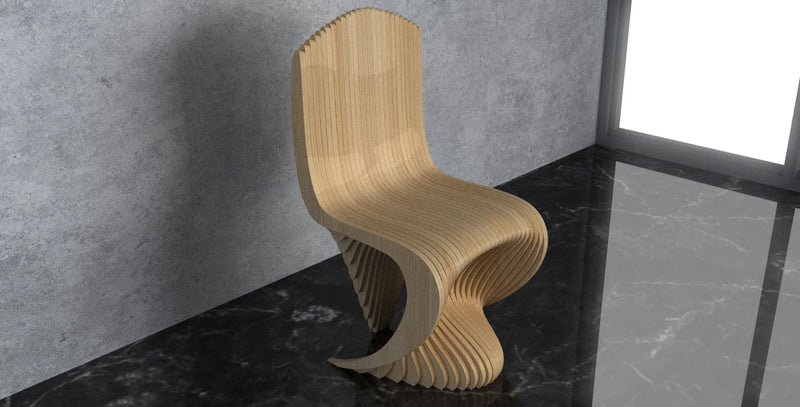 Parametric Wavy Wooden Furniture 45 - Chair Design / CNC files for cutting